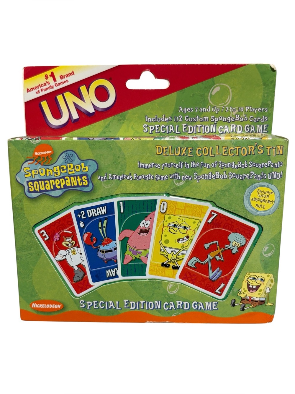 Vintage 2001 SpongeBob Squarepants UNO Deluxe Collector's Tin NEW SEALED